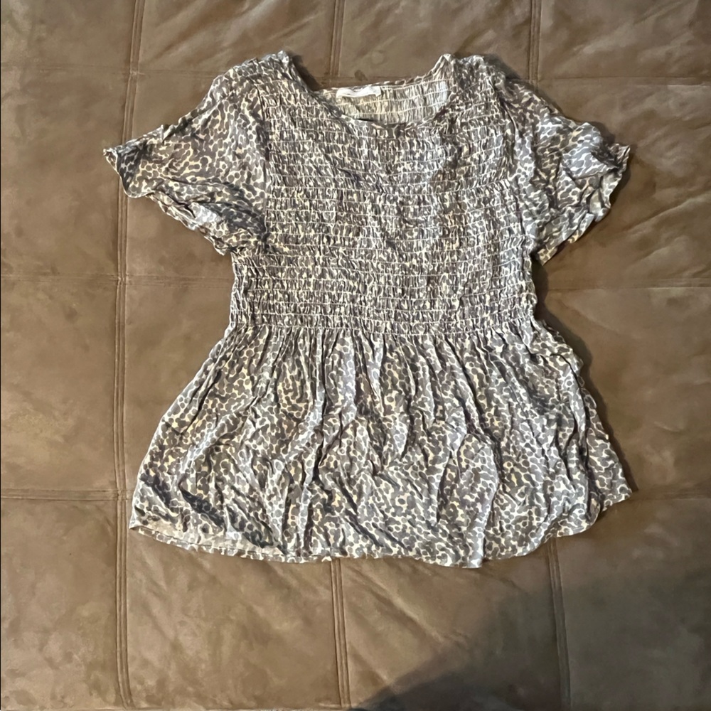 Cream and blue blouse. Size small.